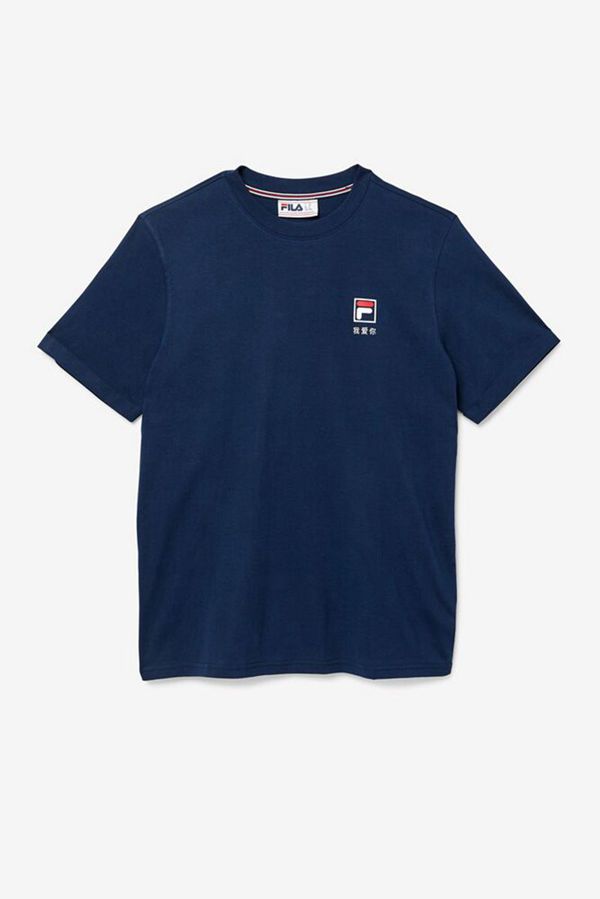 Fila Kildare Men's Tee - Navy/White/Red,NZ 768-84139